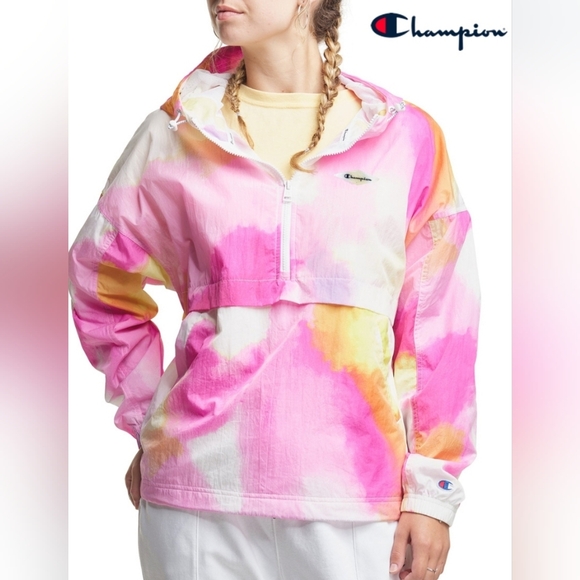 Champion Jackets & Blazers - Champion Women's Tie Dye Anorak Jacket Pink Yellow NWT
